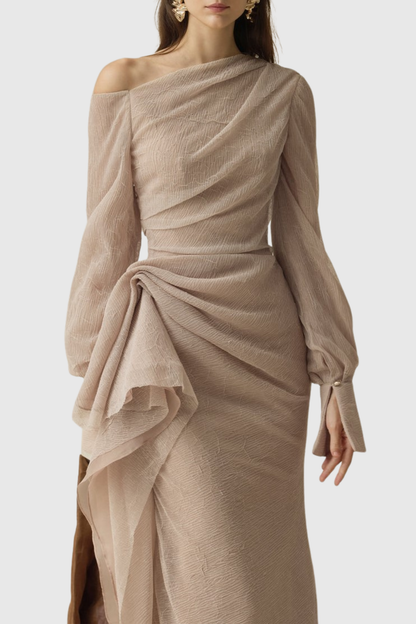 Basila Asymmetrical Ruched Midi Dress
