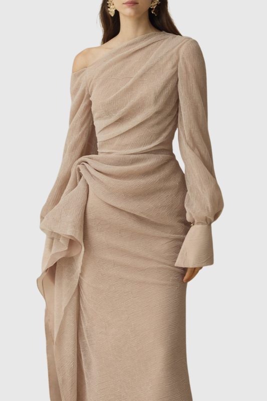 Basila Asymmetrical Ruched Midi Dress