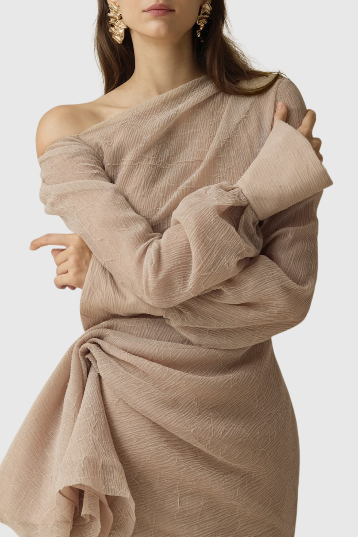 Basila Asymmetrical Ruched Midi Dress