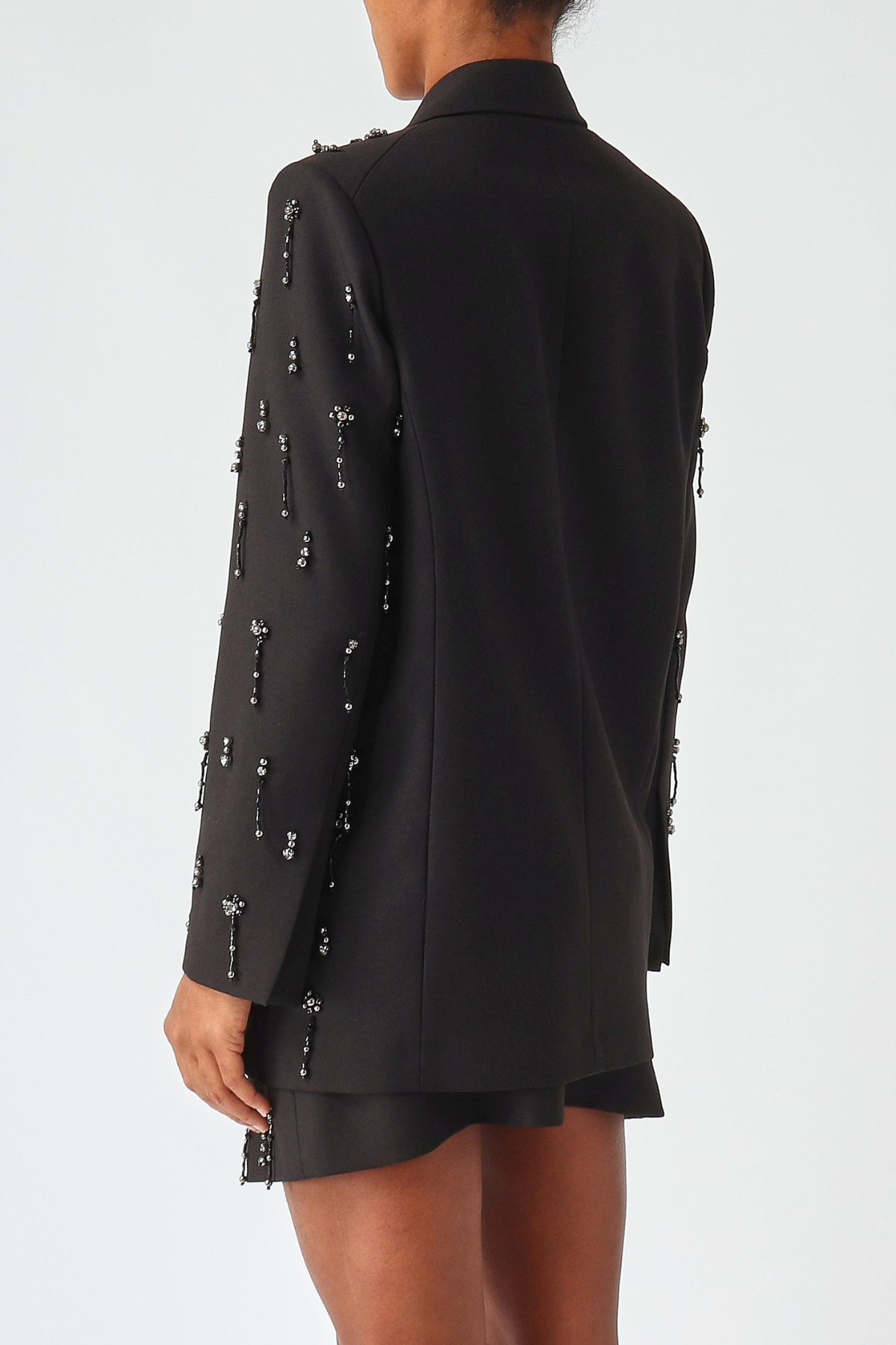 Batesa Crystal Fringe Embellished Blazer - Black