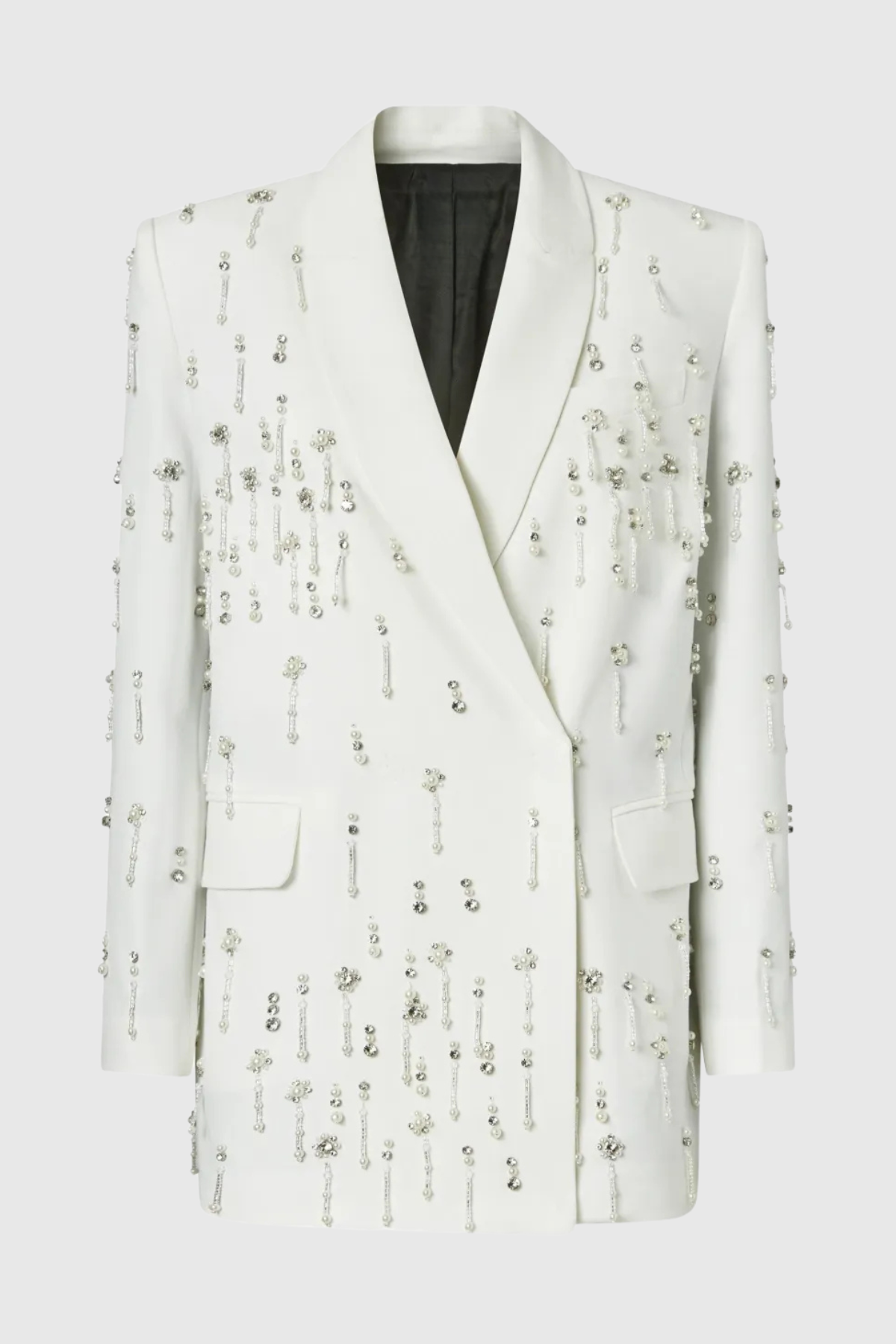 Batesa Crystal Fringe Embellished Blazer - White