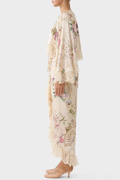 Bathsha Foral Lace Trim Top