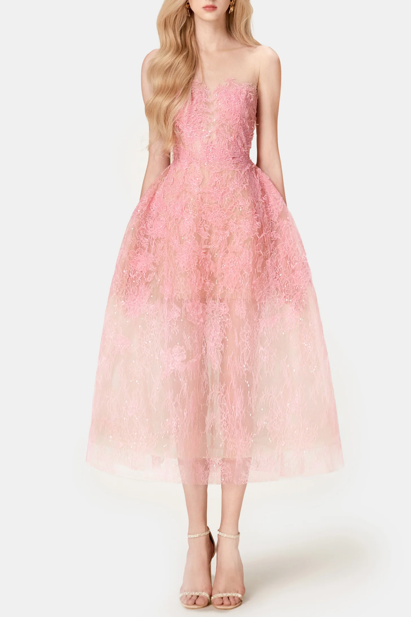 Batya Lace Sleeveless Midi Dress - Pink