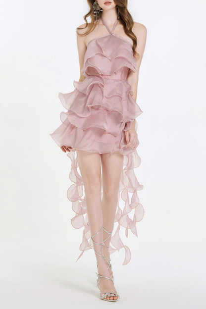 Beatris Halter Ruffle Mini Dress
