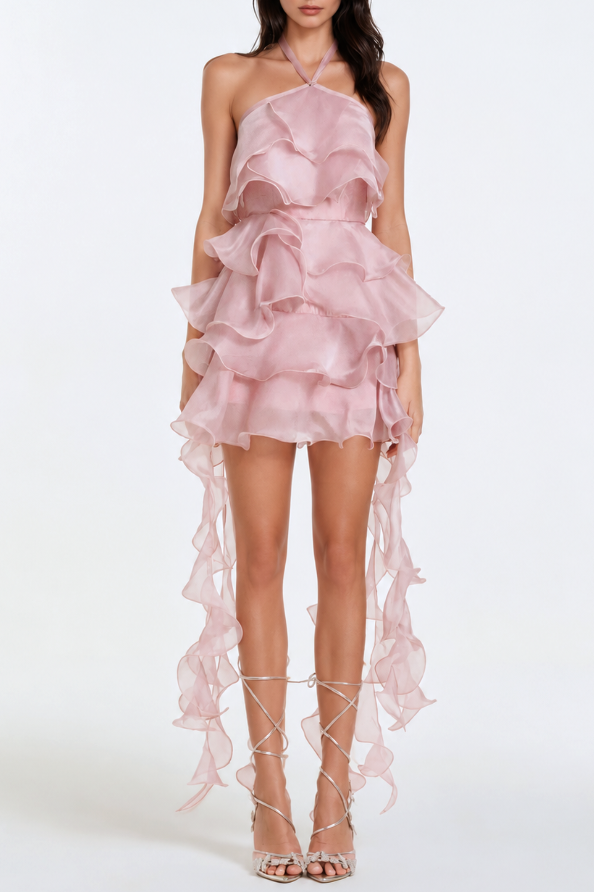Beatris Halter Ruffle Mini Dress
