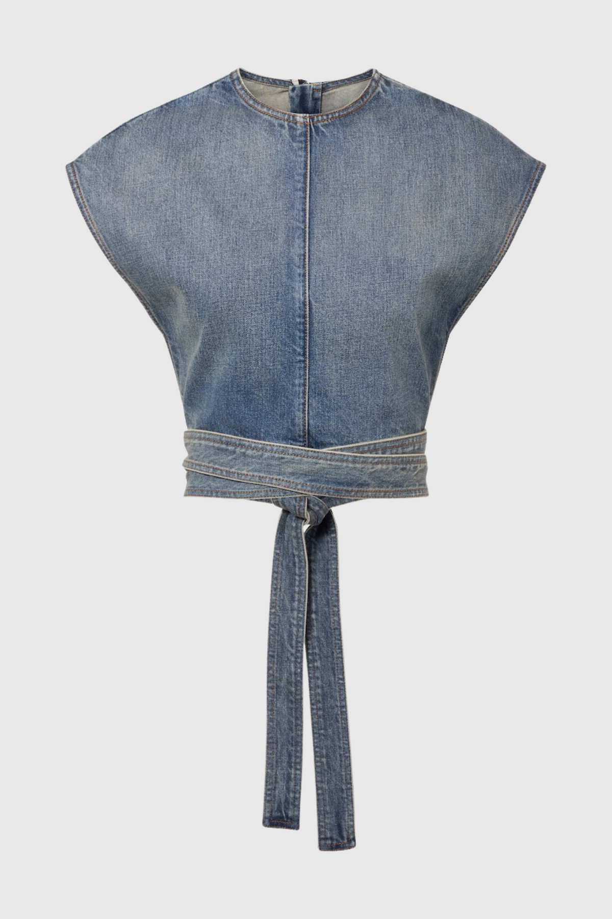Beatriz Belted Denim Crop Top