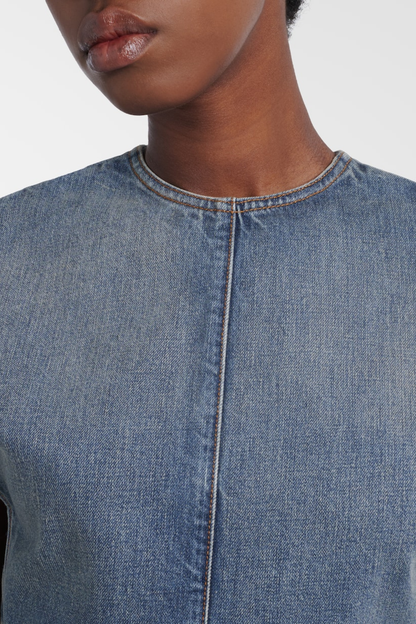 Beatriz Belted Denim Crop Top