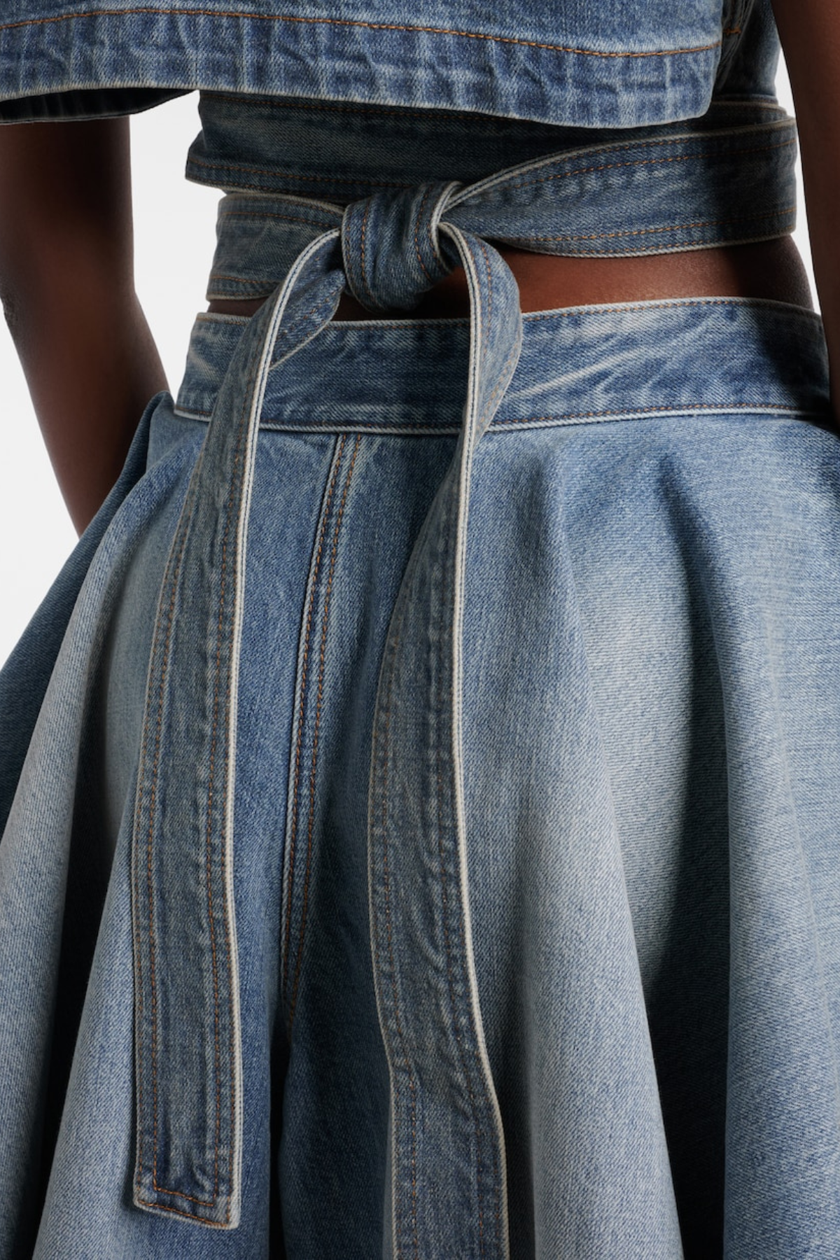 Beatriz Belted Denim Crop Top