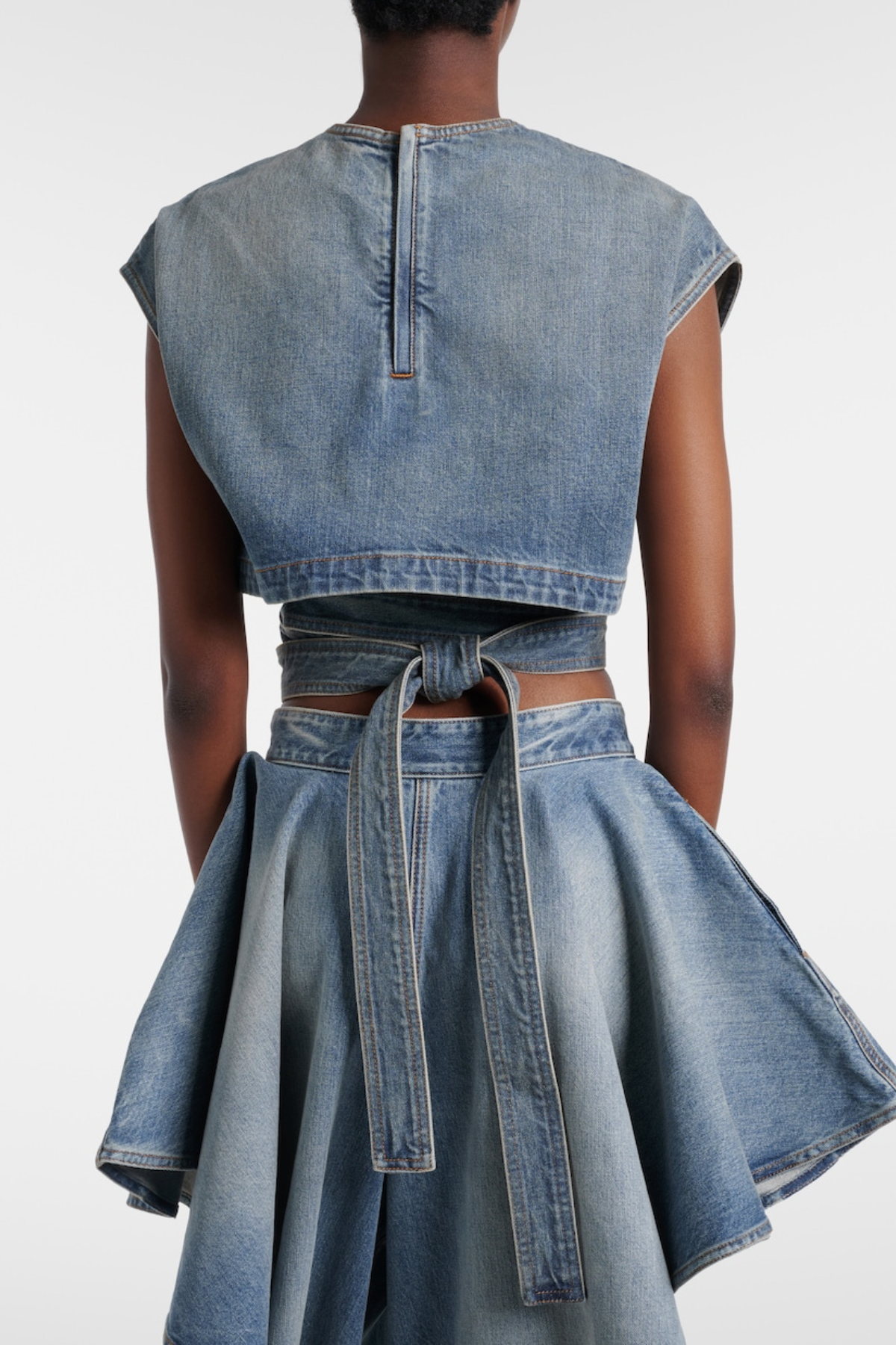 Beatriz Belted Denim Crop Top