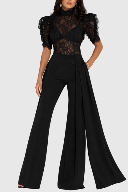 Becketa Lace Top & Pants Set - Black