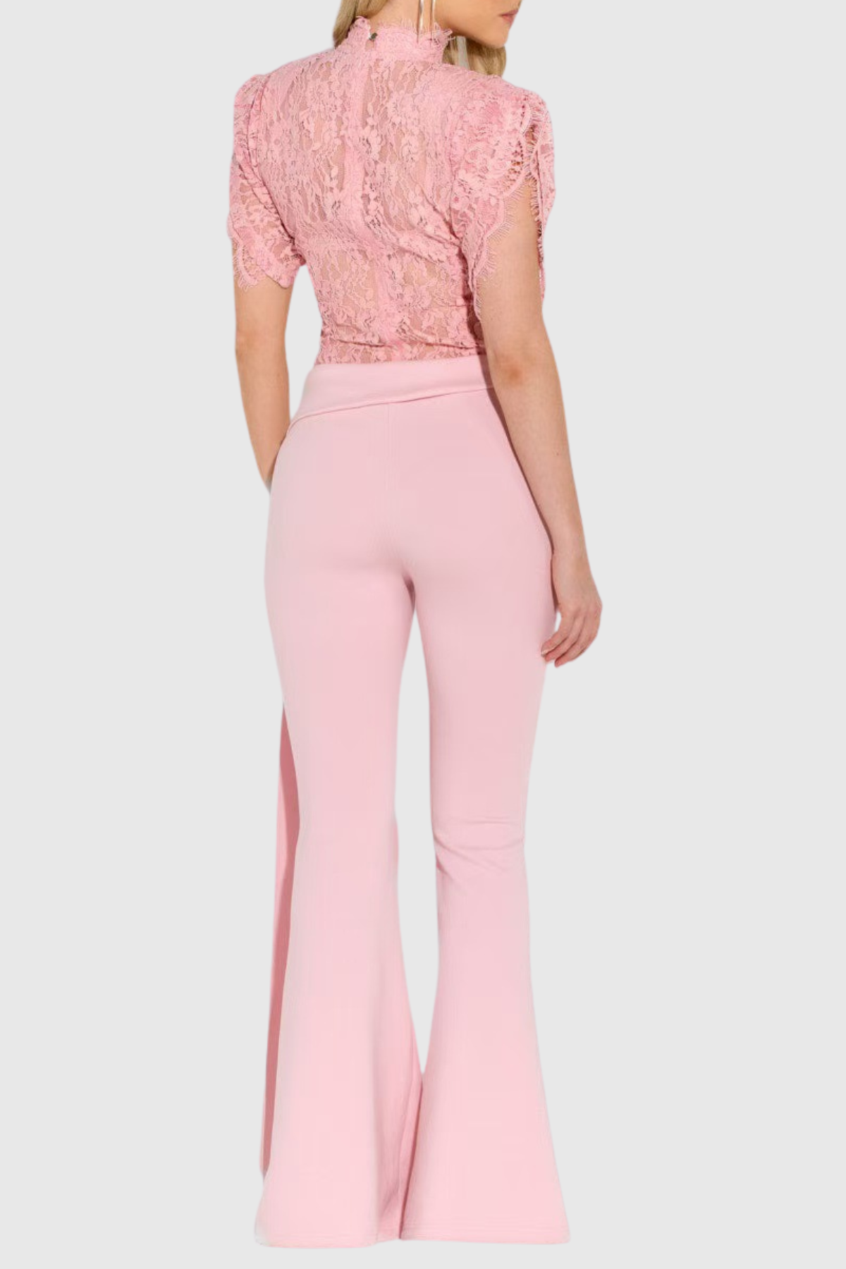 Becketa Lace Top & Pants Set - Pink