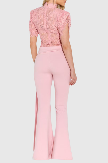 Becketa Lace Top & Pants Set - Pink