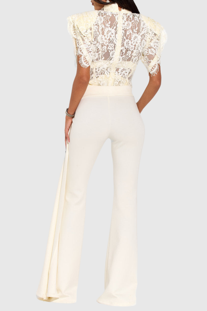 Becketa Lace Top & Pants Set - Yellow
