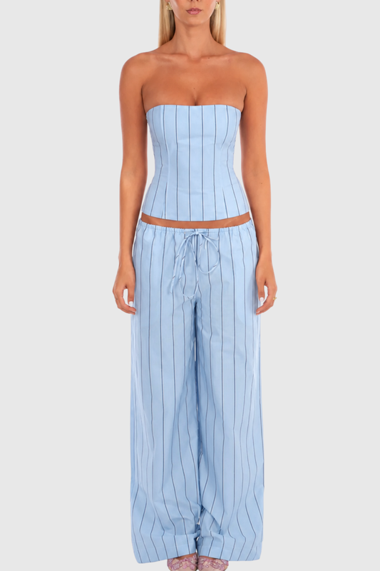 Behati Stripe Top & Pants Set - Blue