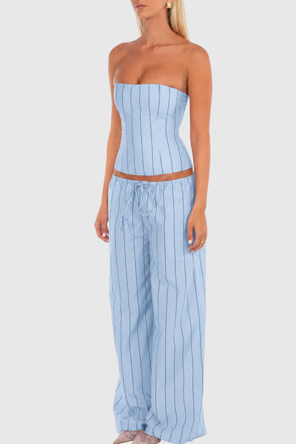 Behati Stripe Top & Pants Set - Blue