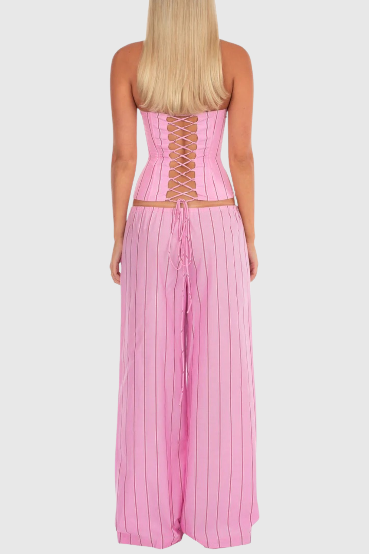 Behati Stripe Top & Pants Set - Pink
