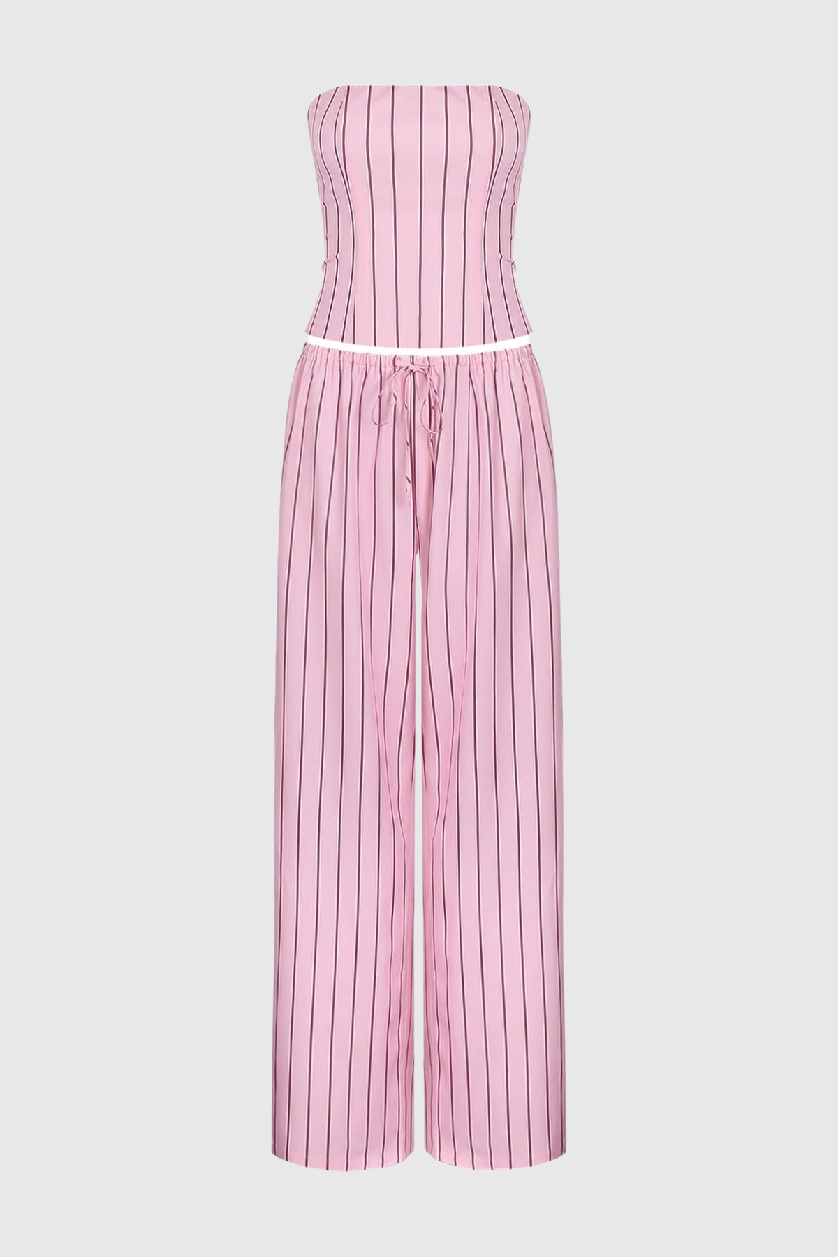 Behati Stripe Top & Pants Set - Pink