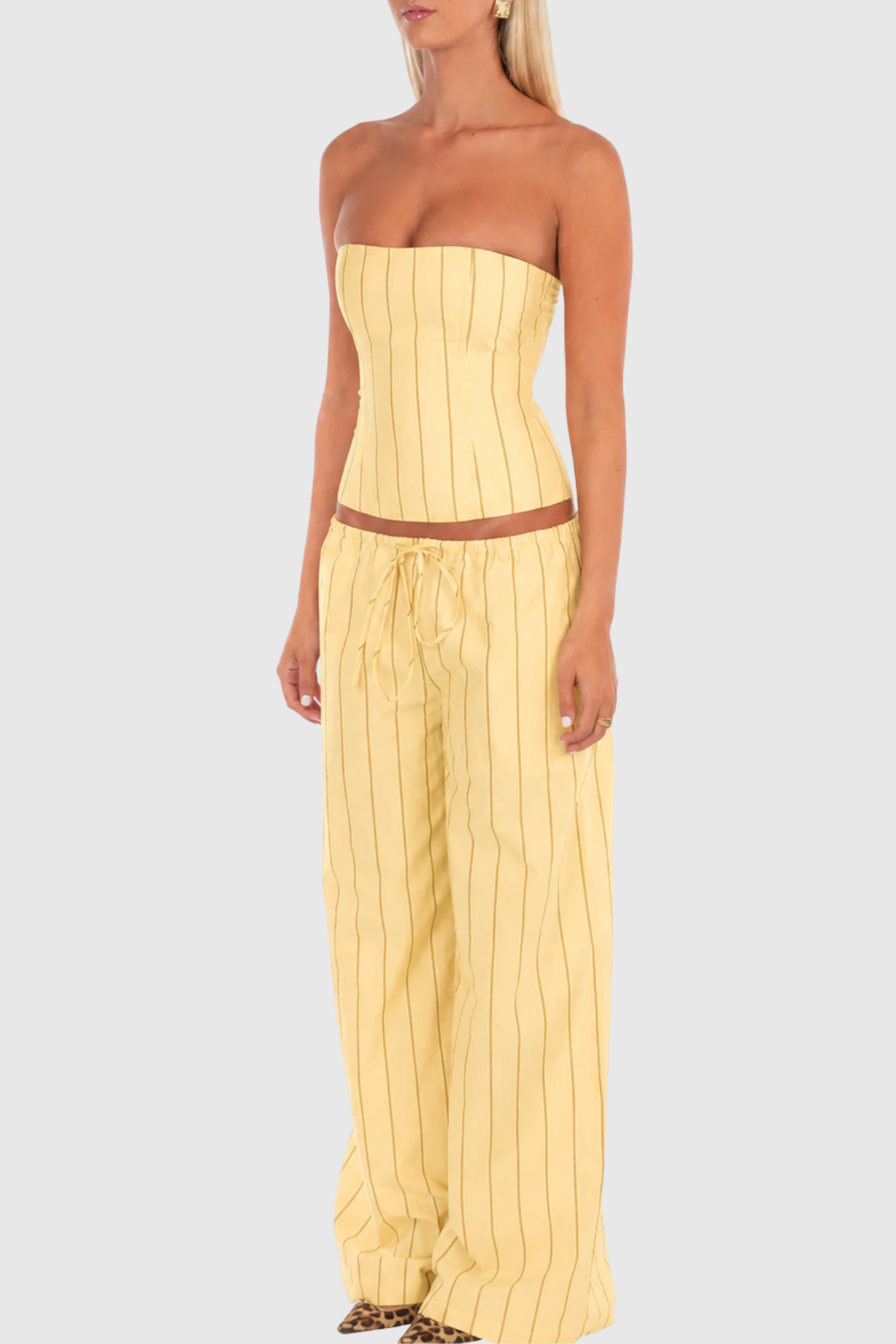 Behati Stripe Top & Pants Set - Yellow