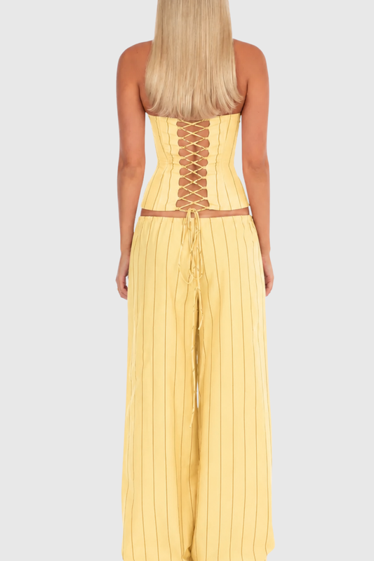 Behati Stripe Top & Pants Set - Yellow