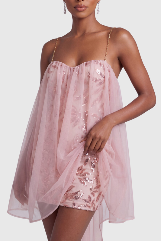 Belami Mesh Sequin Embellished Mini Dress