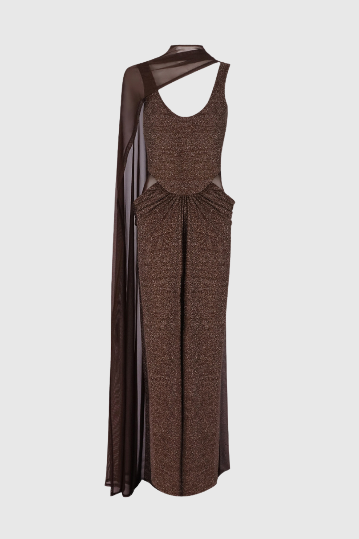 Beliaia Mesh Cape Glitter Maxi Dress