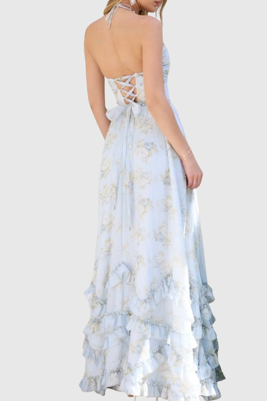 Belinda Floral Crystal Embellished Maxi Dress - Blue