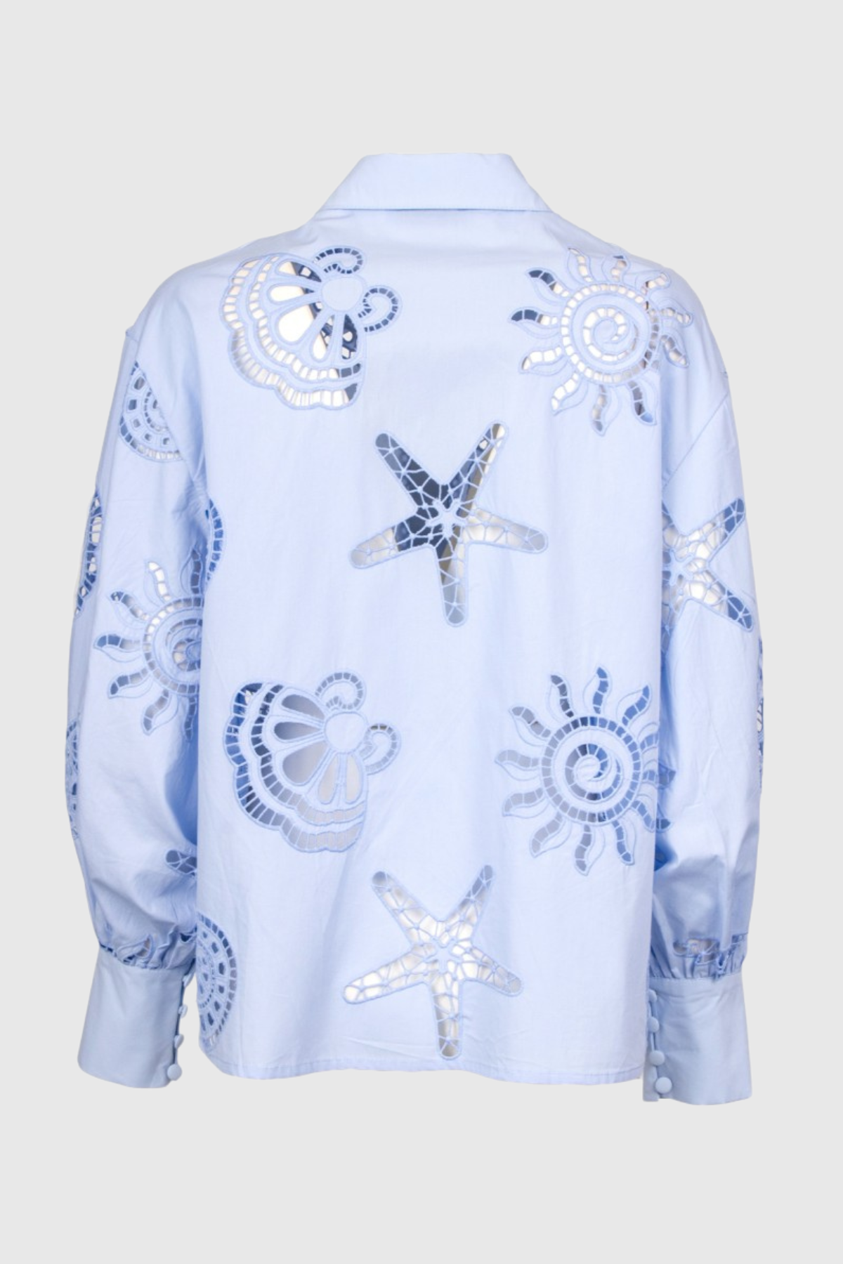 Bellero Starfish Embroidered Shirt & Shorts Set - Blue