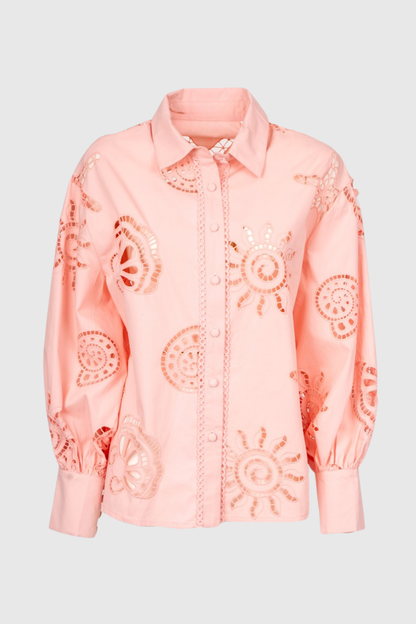 Bellero Starfish Embroidered Shirt & Shorts Set - Pink