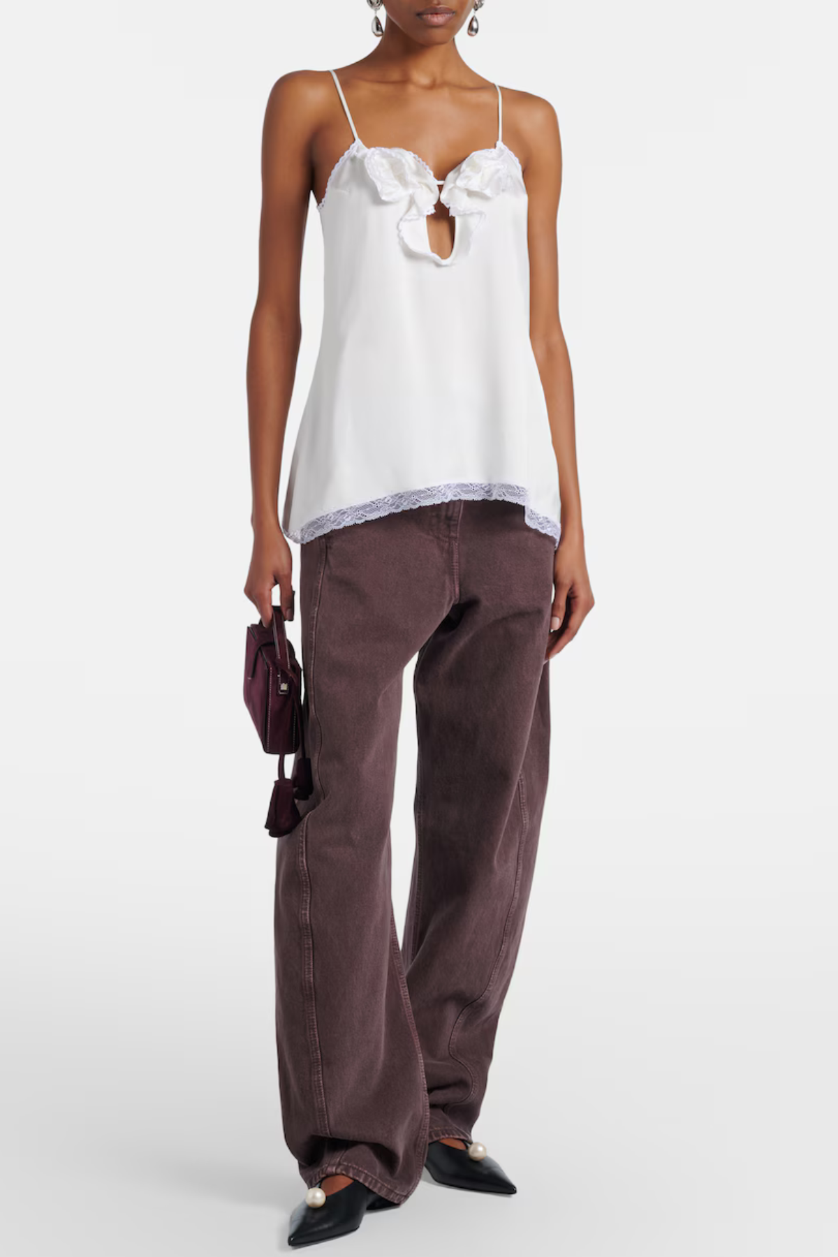 Benicia Floral Appliqué Lace Top - White