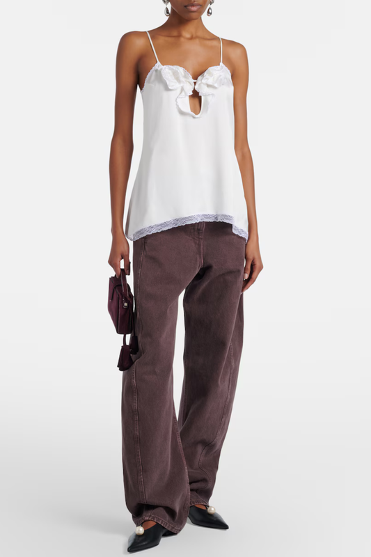 Benicia Floral Appliqué Lace Top - White