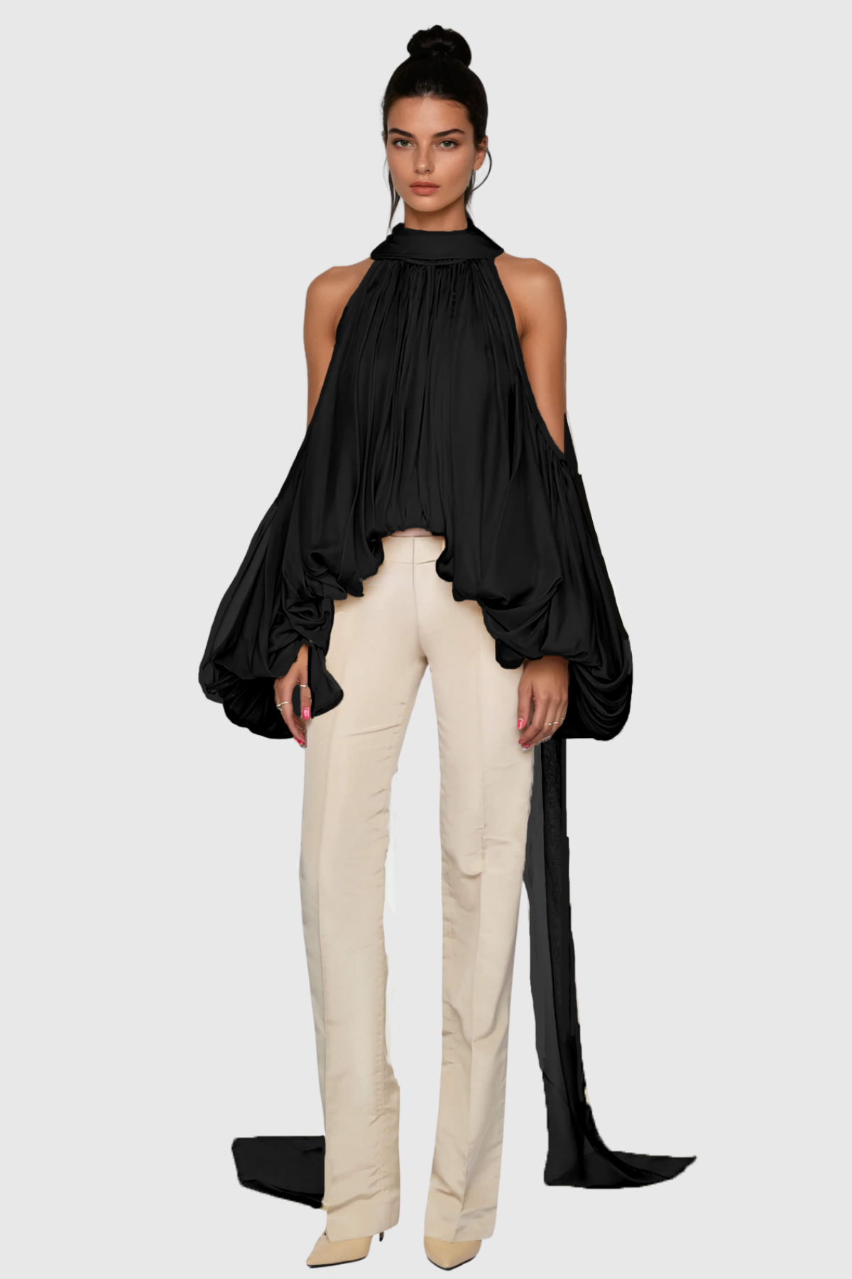 Benico Ruched Cutout Top - Black