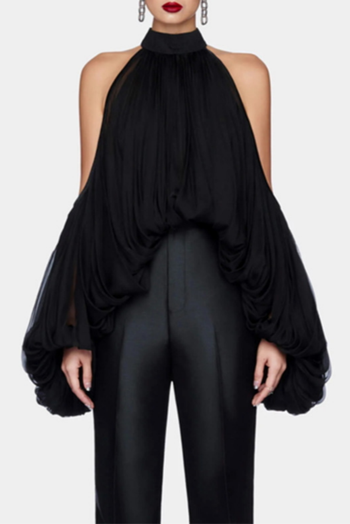 Benico Ruched Cutout Top - Black