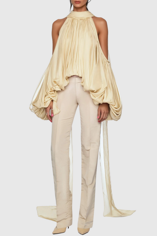 Benico Ruched Cutout Top - Yellow