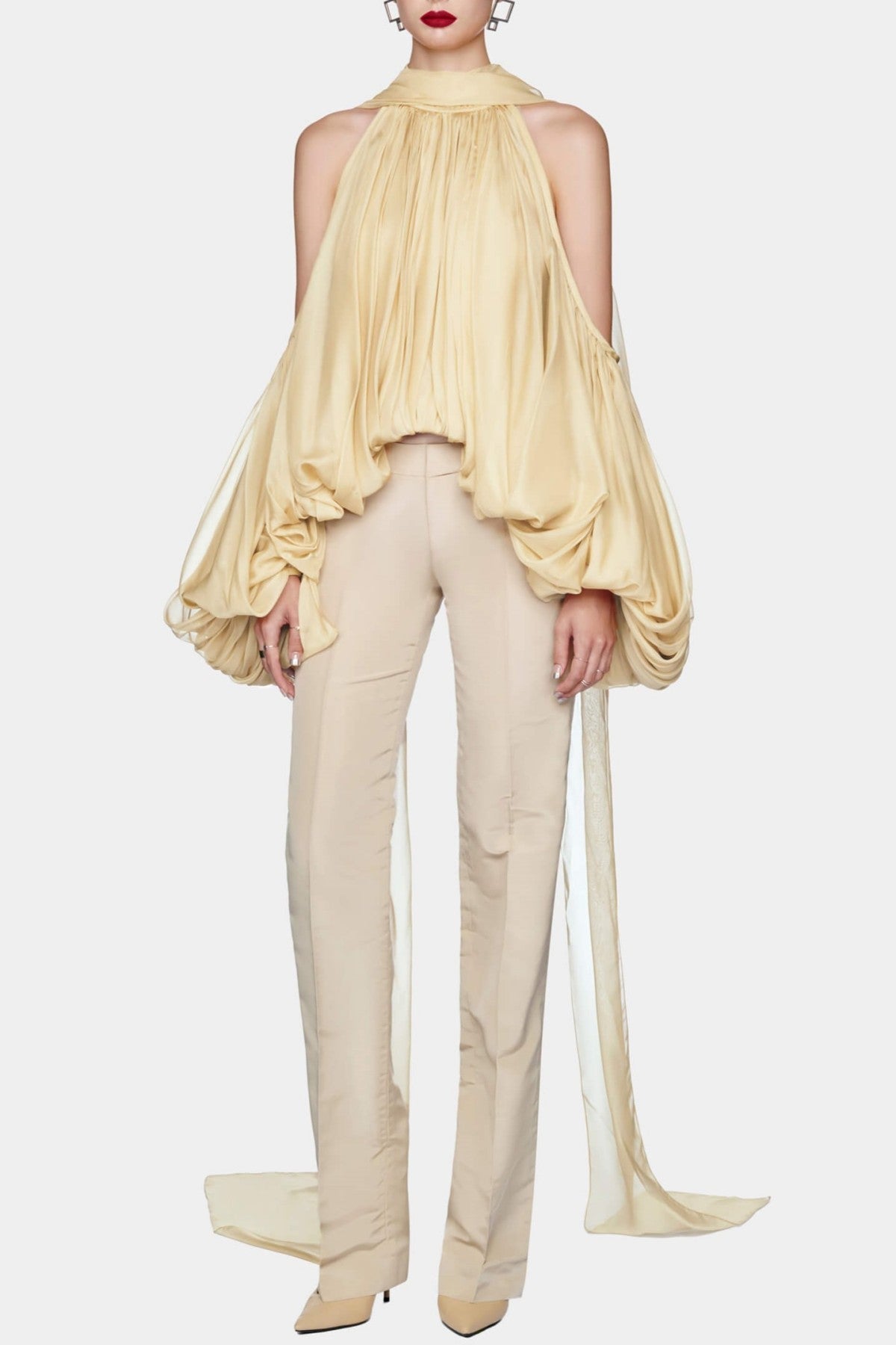 Benico Ruched Cutout Top - Yellow