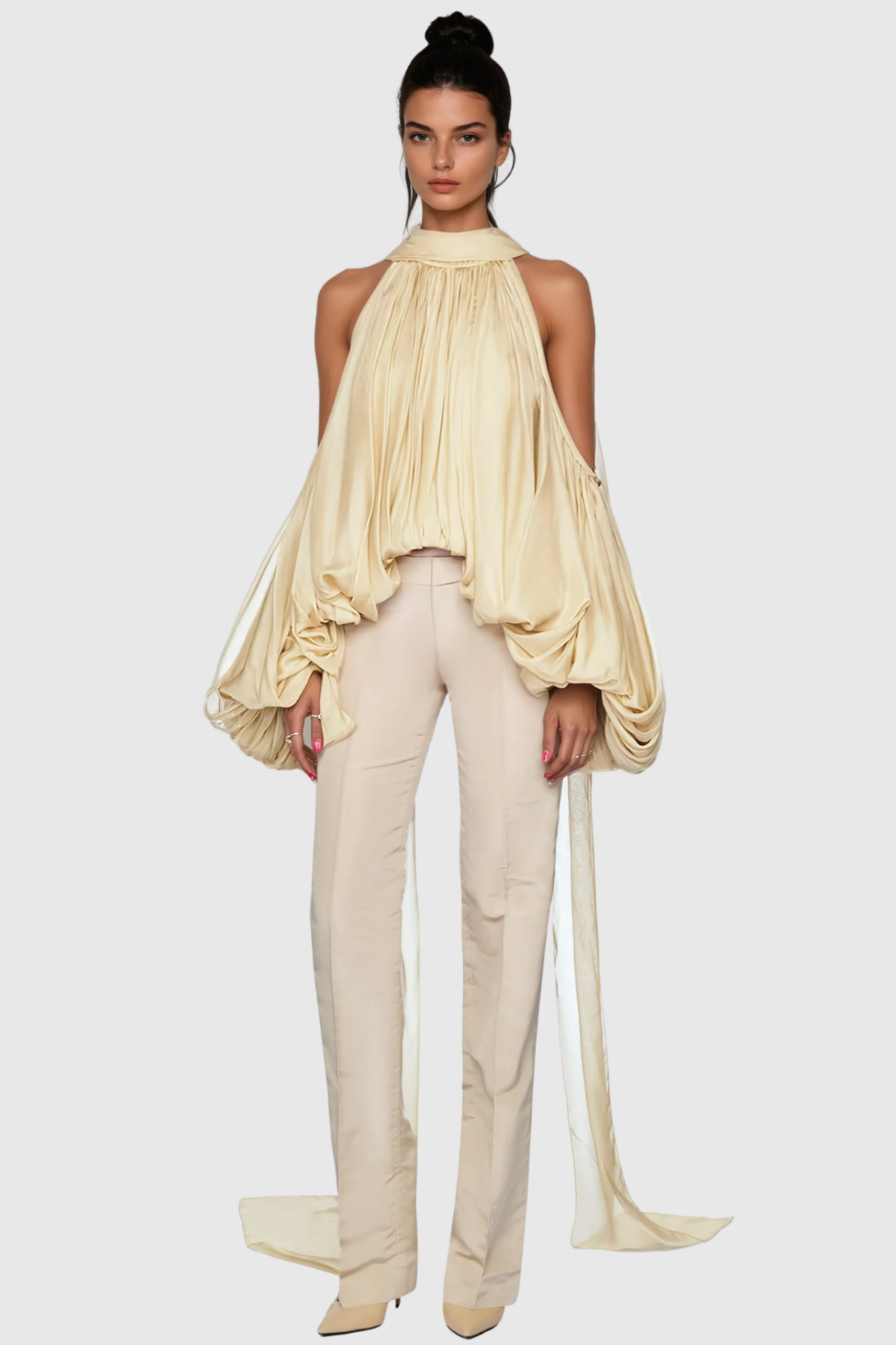 Benico Ruched Cutout Top - Yellow
