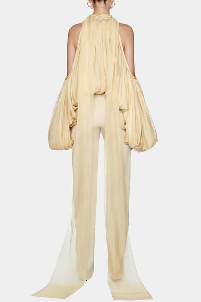 Benico Ruched Cutout Top - Yellow