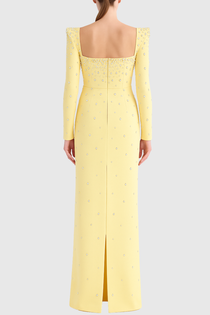 Bentla Crystal Embellished Maxi Dress - Yellow