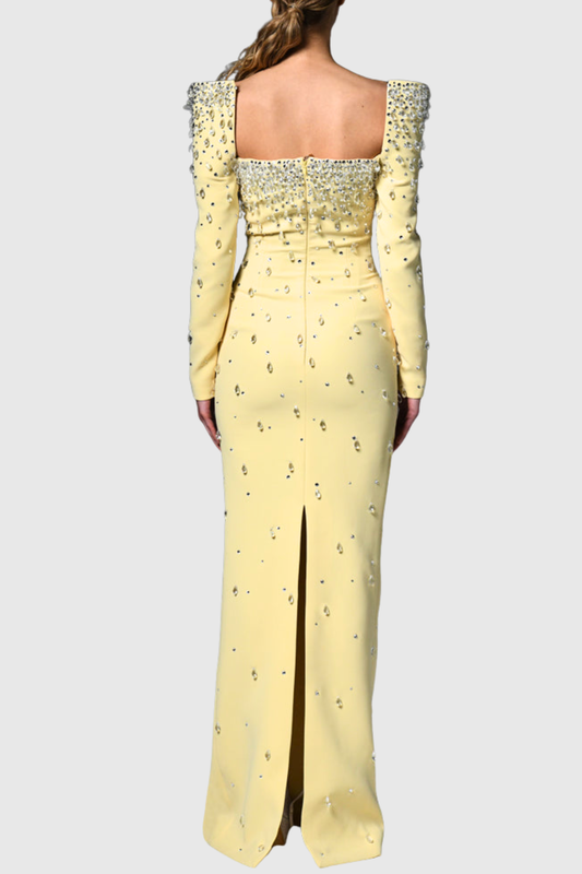 Bentla Crystal Embellished Maxi Dress - Yellow