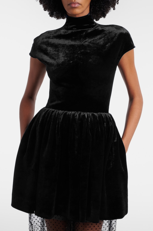 Benton Velvet Polka Dot Tulle Maxi Dress - Black