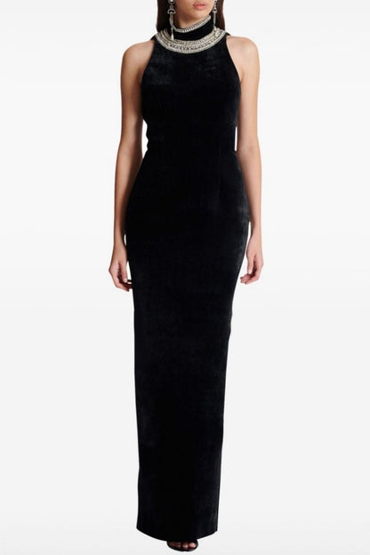 Beopa Crystal Embellished Backless Maxi Dress