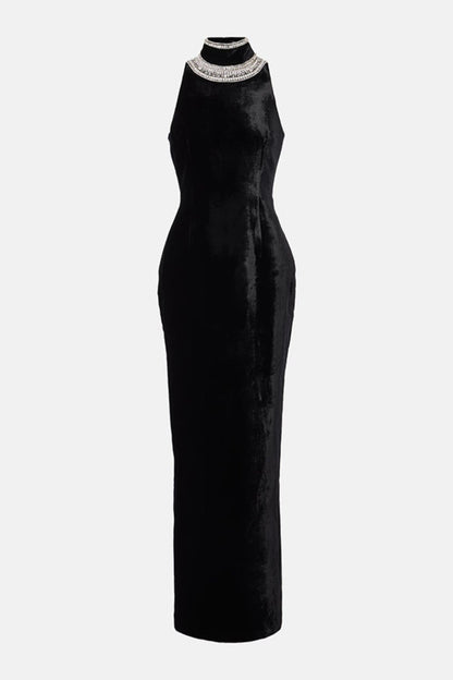 Beopa Crystal Embellished Backless Maxi Dress