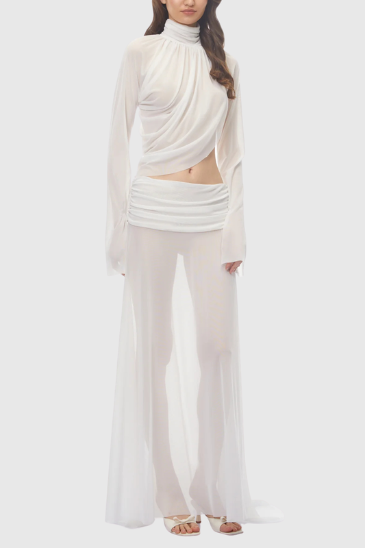 Berenica Asymmetric Top & Ruched Maxi Skirt Set
