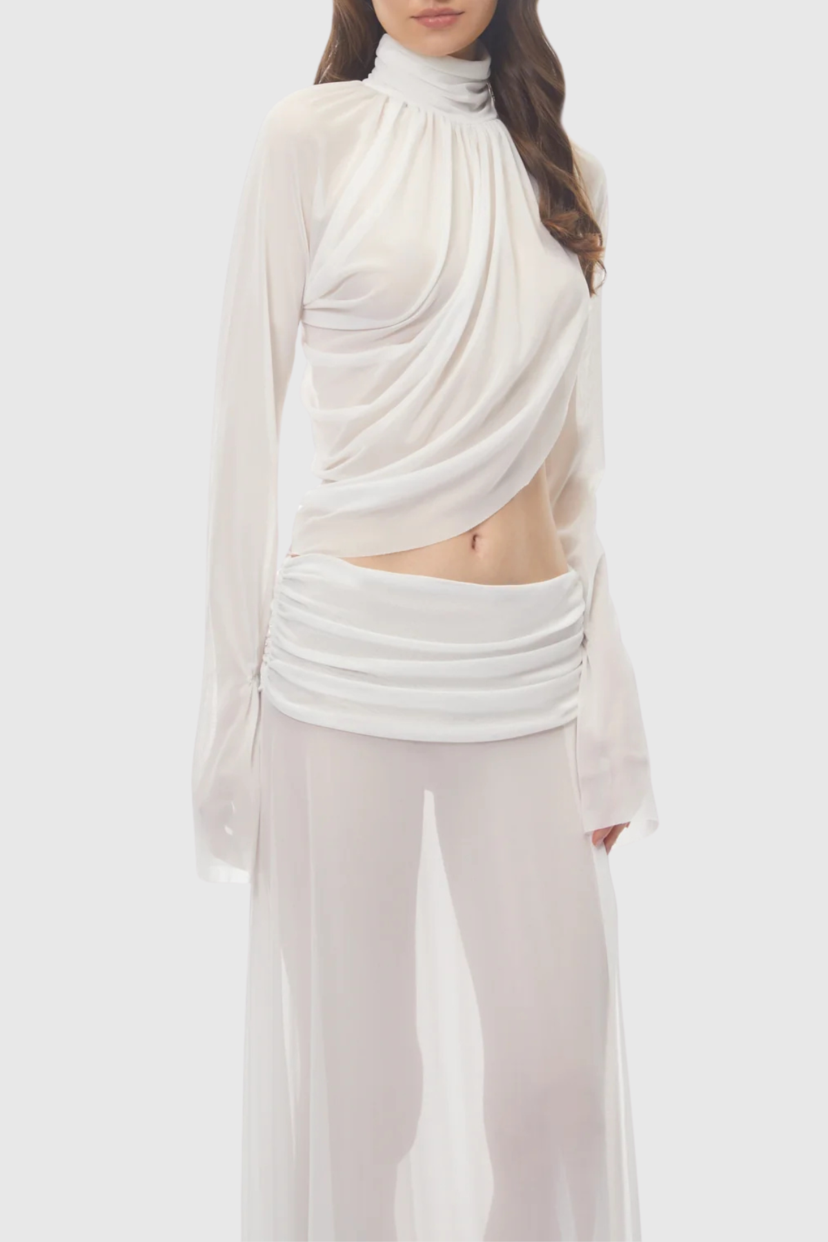 Berenica Asymmetric Top & Ruched Maxi Skirt Set