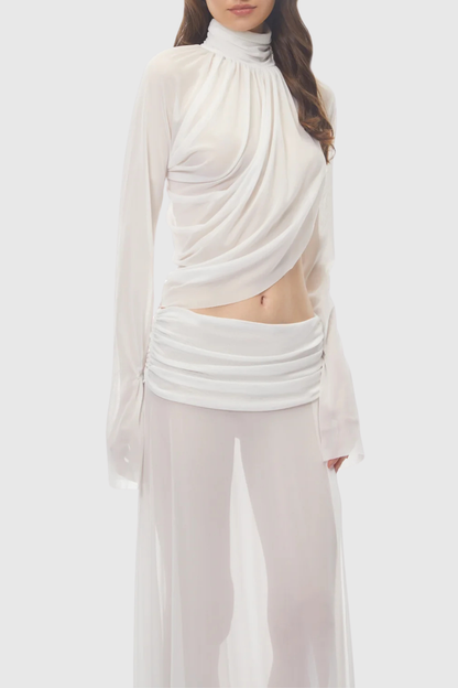 Berenica Asymmetric Top & Ruched Maxi Skirt Set