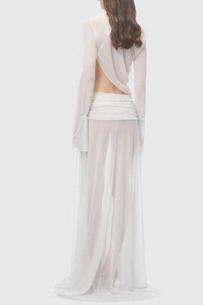 Berenica Asymmetric Top & Ruched Maxi Skirt Set