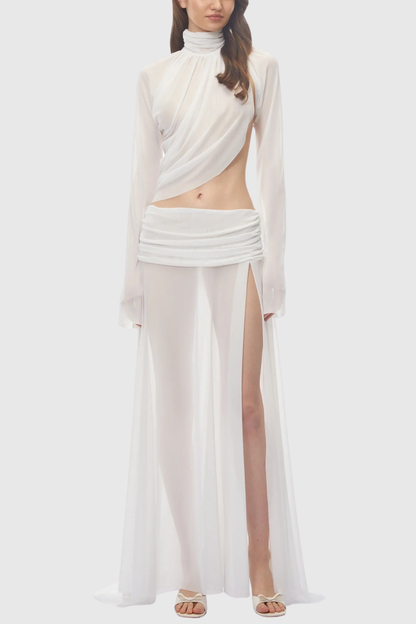 Berenica Asymmetric Top & Ruched Maxi Skirt Set