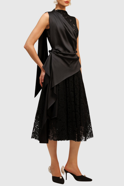 Bertila Lace Asymmetrical Midi Dress