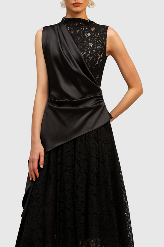 Bertila Lace Asymmetrical Midi Dress