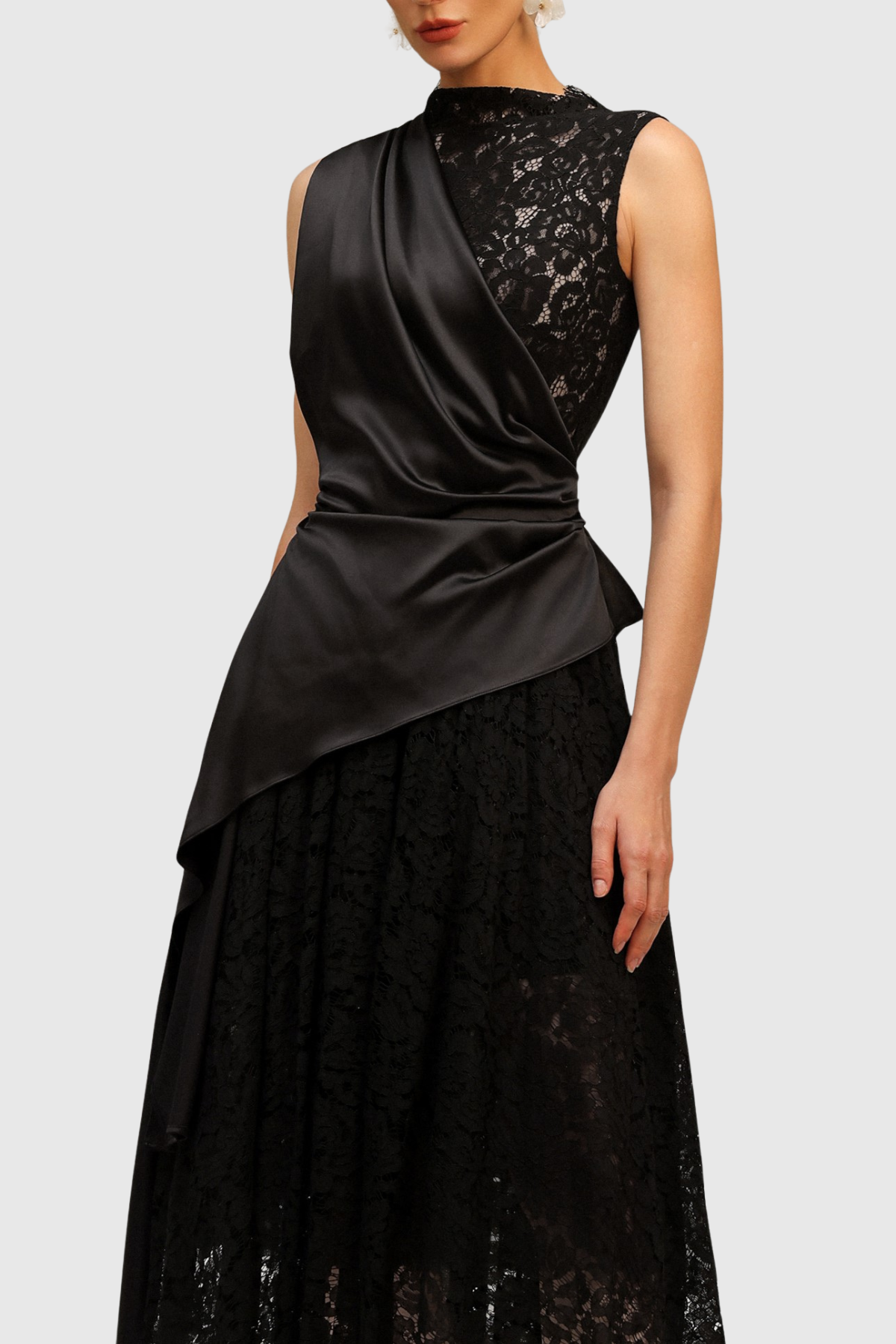 Bertila Lace Asymmetrical Midi Dress