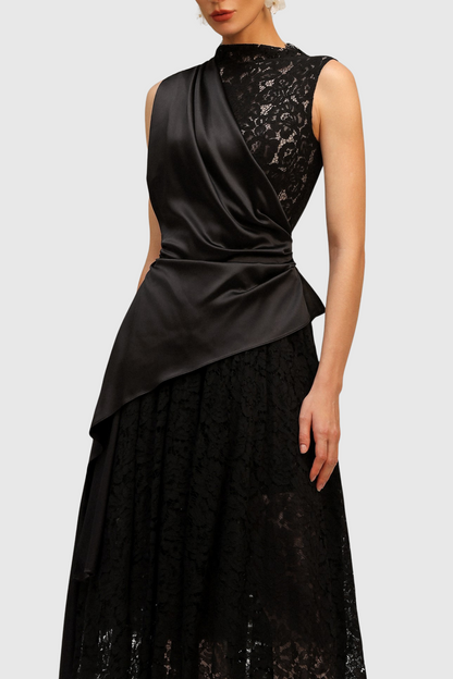Bertila Lace Asymmetrical Midi Dress